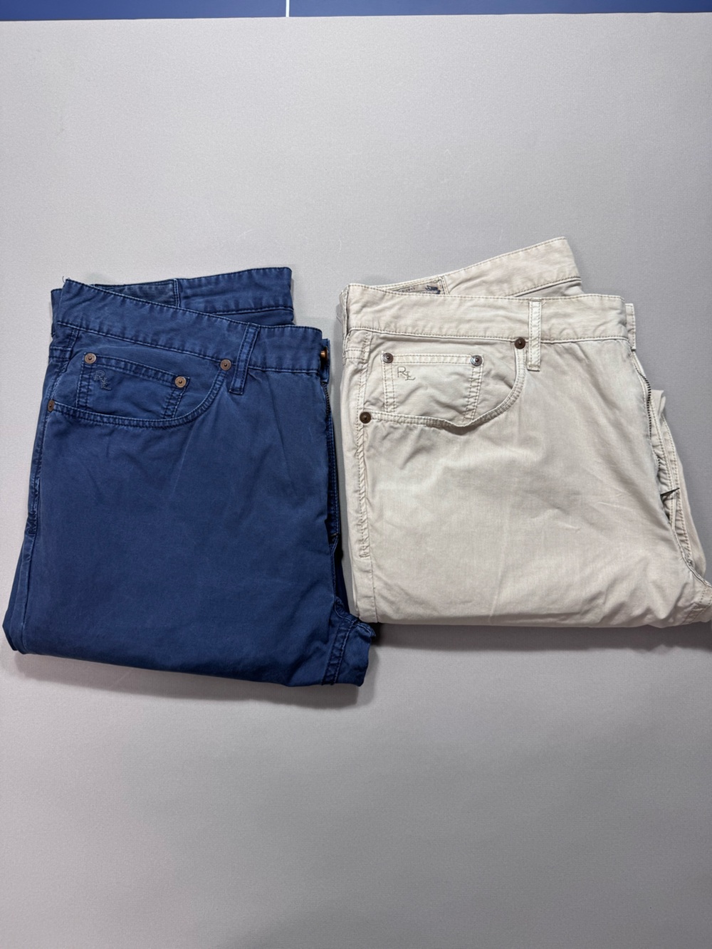 Ralph Lauren Men’s Chino Pants in Navy and Light Beige